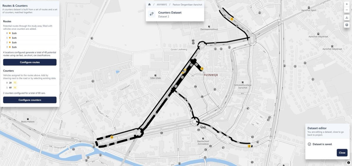 From counts to traffic: entry and exit points and counted segments.