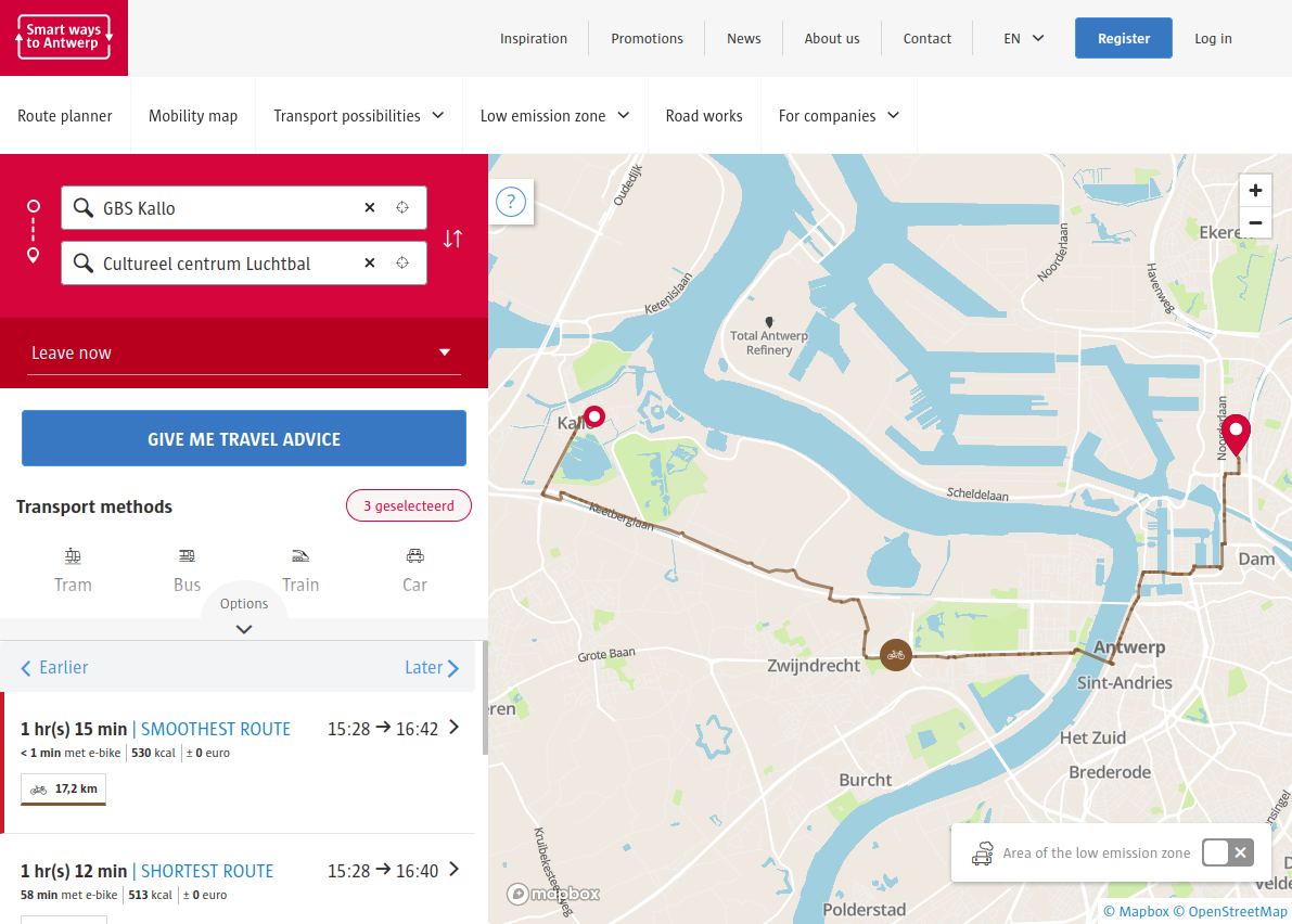Bicycle routing advice in the Smart ways to Antwerp website. Bicycle routing advice in the Smart ways to Antwerp website.